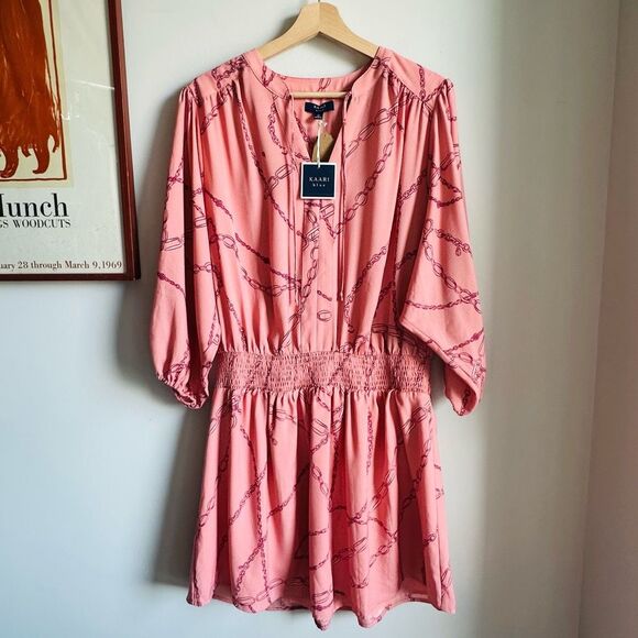 NWT Kaari Blue London‎ Calling Blush Chain Long Sleeve Mini Dress – Large - Picture 2 of 10